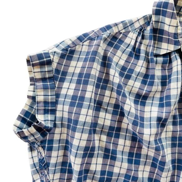 Madewell Central Open-Back Top Size Small Gingham Plaid Blue White - Picture 4 of 7